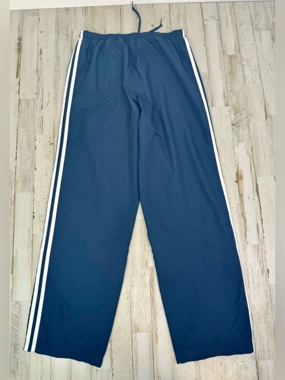 Adidas Track Pants Mens Medium Mesh Lined Zip Ankles 3 Stripes Blue - Picture 8 of 10
